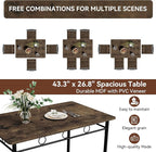 Vipbear Kitchen Dining Table Set for 4, 5-Piece Kitchen Table Set,Dining Room Table Sets,Rectangular Kitchen Table Set with 4 Chairs for Small Space, Dinette,Apartment, Rustic Brown