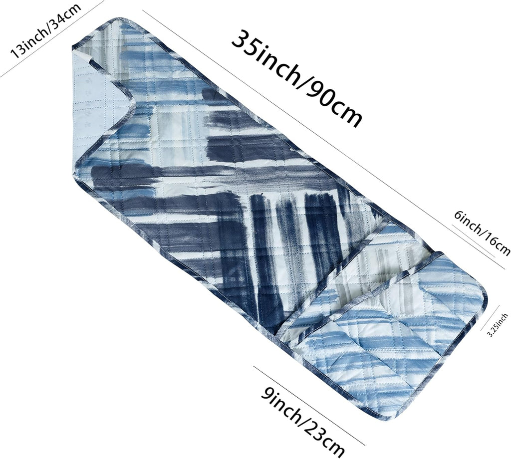 Brilliant Sunshine Blue Grey Stripes Patchwork Couch Armrest 5 Pockets Organizer, Slip Resistant Recliner Armchair Caddy, Washable Remote Controls Holder, Storage for Magazine, Tablet, iPad, Blue Grey