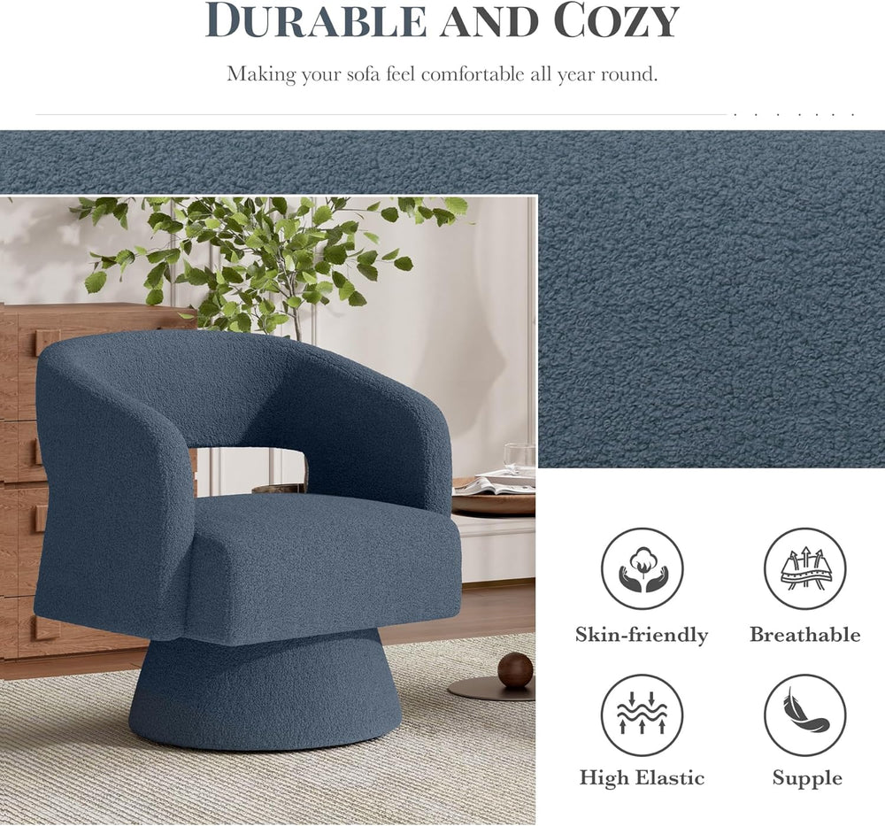 Luxanimarion Swivel Barrel Accent Chair,Oversized Teddy Upholstered Round Swi...