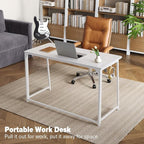 WOHOMO Folding Desk, 47.2" Foldable Computer Desk for Bedroom, Space Saving Computer Table Writing Workstation for Home Office, Easy Assembly, White