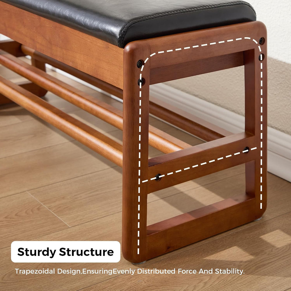 39.3" Shoe Rack Bench,2 Tiers Shoe Bench with Storage,Walnut Storage Ben...