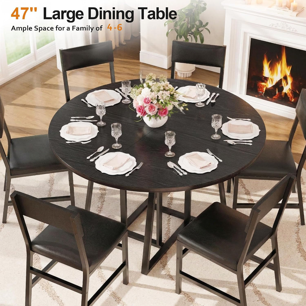 Dining Room Table Set for 6, 7-Piece Kitchen Table Chairs for 6, 47''...