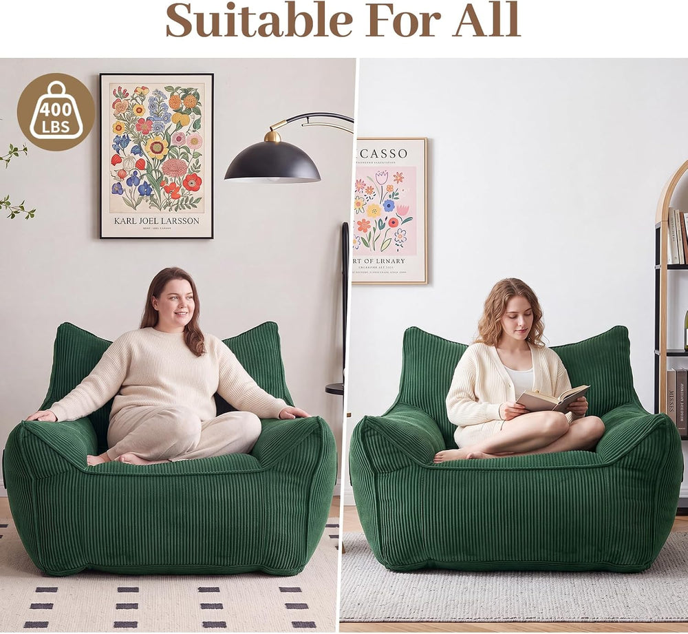 Vipbear Bean Bag Chair for Adults, Chair with Memory Foam | 35.5" Cordur...