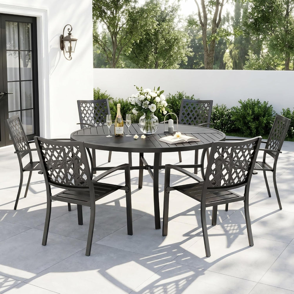 Sophia & William 7 Pc Round Outdoor Dining Set, 54" Metal Table w/ 6...