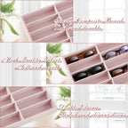 Amylove 2 Pcs Sunglass Organizer Trays Glasses Stackable Jewelry Trays Sunglass Organizer Display Box (18 Grids,Pink)