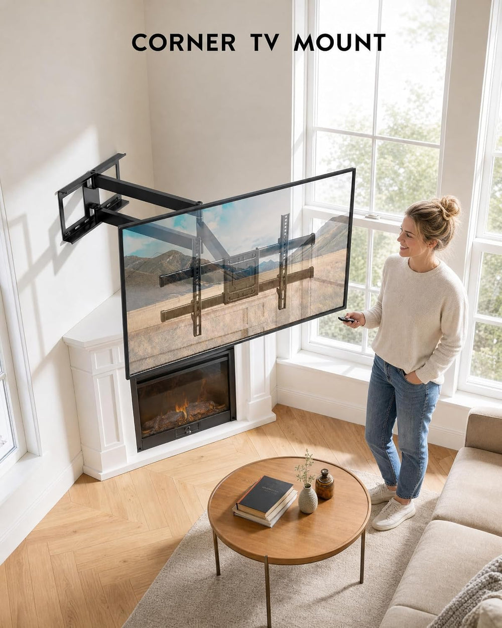 BONTEC Corner TV Wall Mount with Extra Long 40.9” Extension Arm,Tilt Swivel |...
