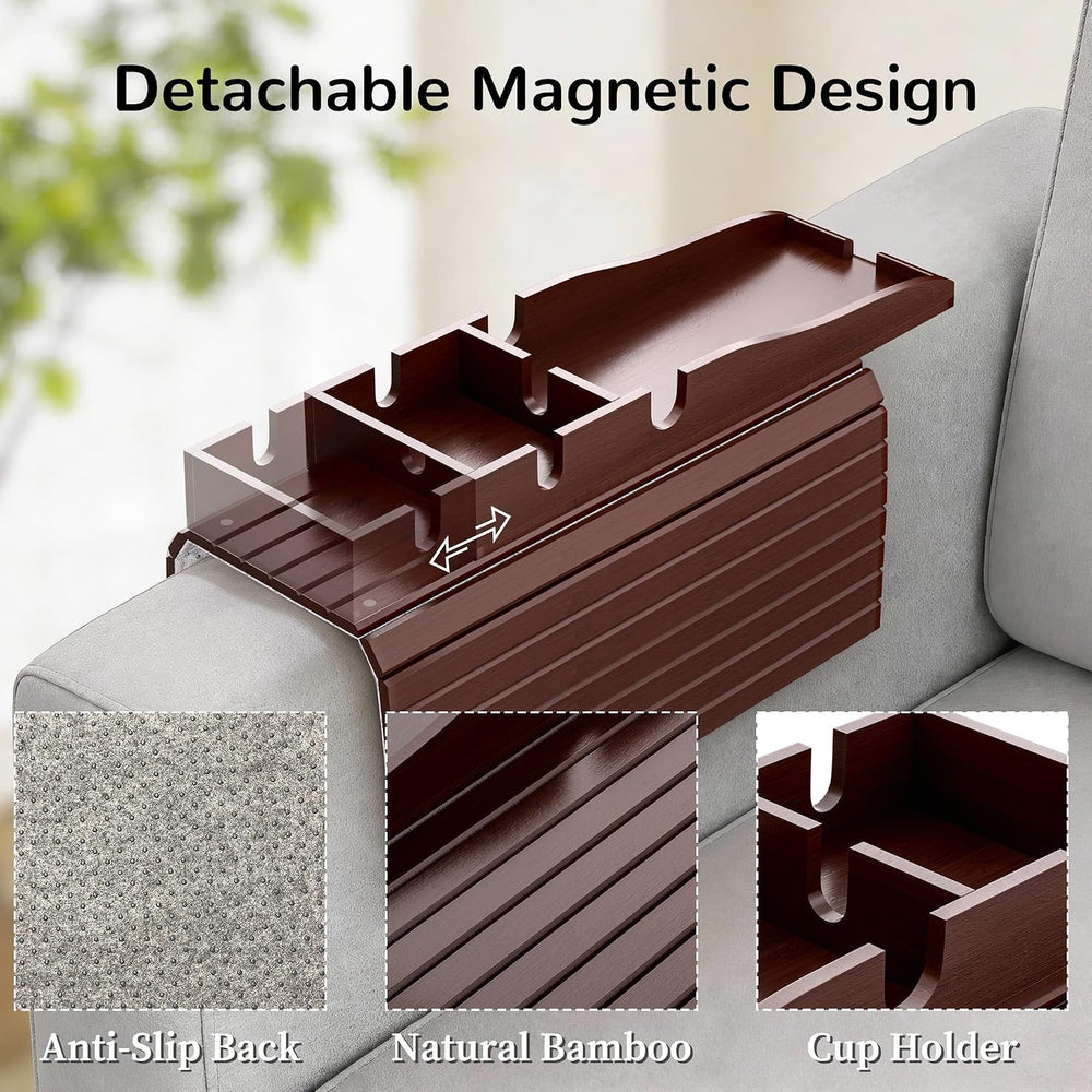 Korser Couch Armrest Table, Sofa Arm Tray with Removable Cup Holder, 2 in 1 A...