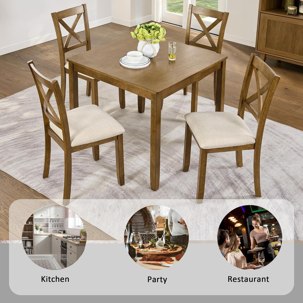 LUMISOL 5-Piece Dining Table Set for 4, Farmhouse Kitchen Table Set with 4 Up...