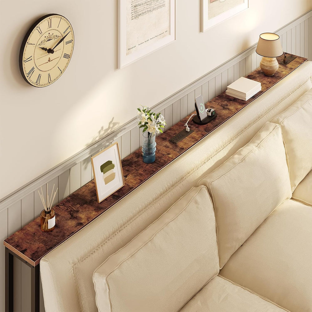 HOOBRO 47.2" Narrow Console Table with Power Outlet, 5.9" Behind Co...