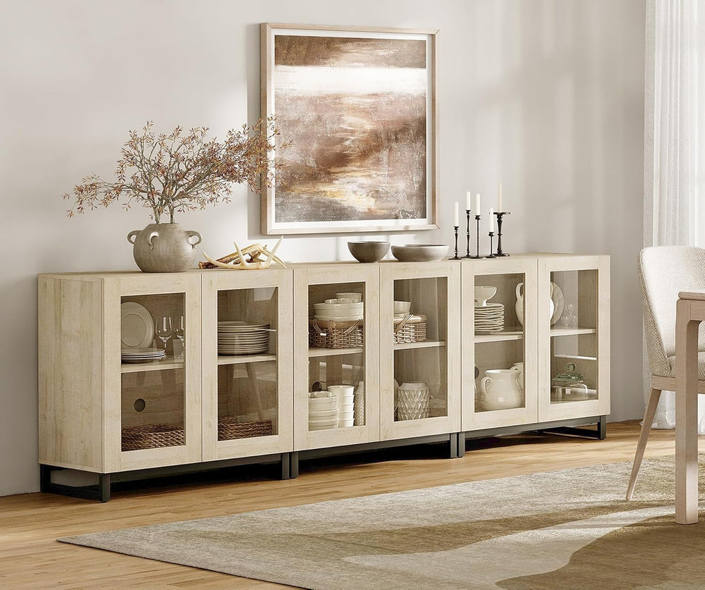 WAMPAT Sideboard Buffet Cabinets, Modern Credenza Sideboard with Adjustable S...