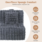 Bean Bag Chair for Adults, Giant Lazy Floor Bubble Sofa with Soft Pillow, Comfy Faux Fur Fireside Beanbags with Handle for Living Room, Bedroom, Apartment, Dark Blue
