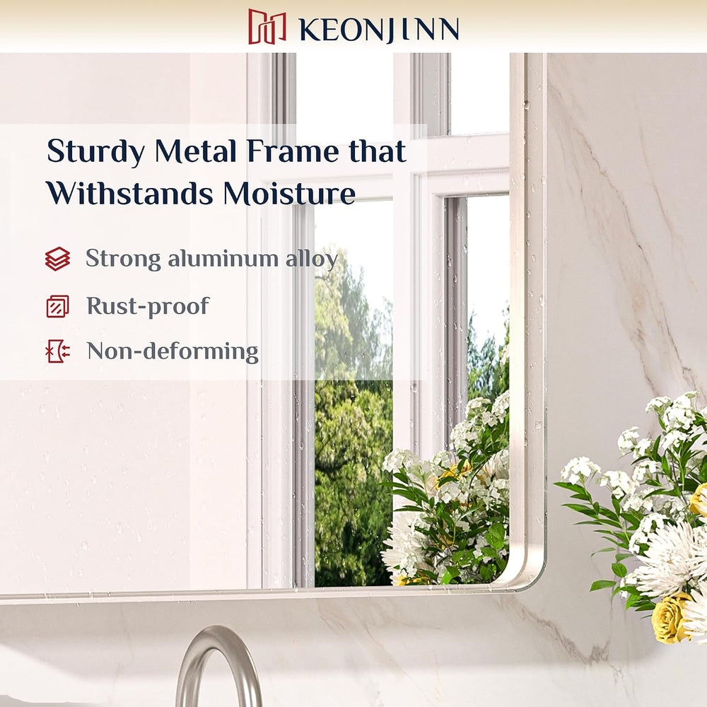 Keonjinn 20 x 30 Inch Brushed Nickel Bathroom Mirrors for Over Sink
