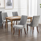 Modern Dining Chairs Set of 6, Mid Century Kitchen & Dining Room Chairs, Velvet Upholstered Kitchen Chairs with Wood Legs, Sillas de Comedor, Easy Assembly, Gray, 6 Pieces