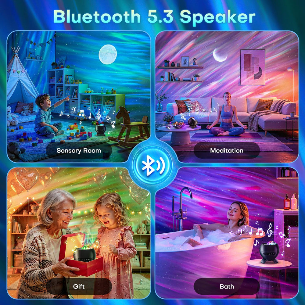 LED Aurora Sensory Light Galaxy Projector Sound Machine Bluetooth Speaker