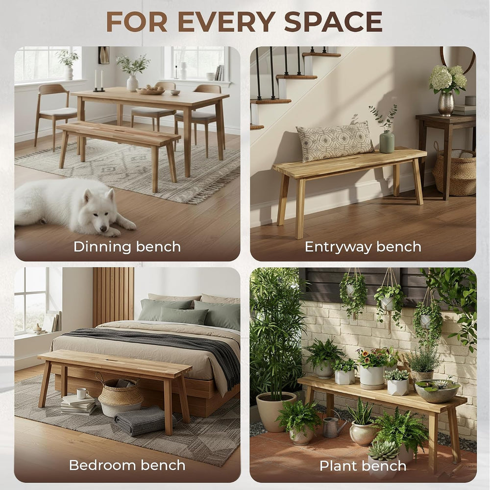 ARROWSTONE Solid Wood Bench for Entryway, Bed Bench, Dining, Plant Stand - Wo...