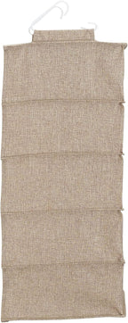 Household Essentials 10‑Pocket Hanging Shoe Organizer with Side‑by‑Side Canvas Storage and 2 Hooks for Support, Beige