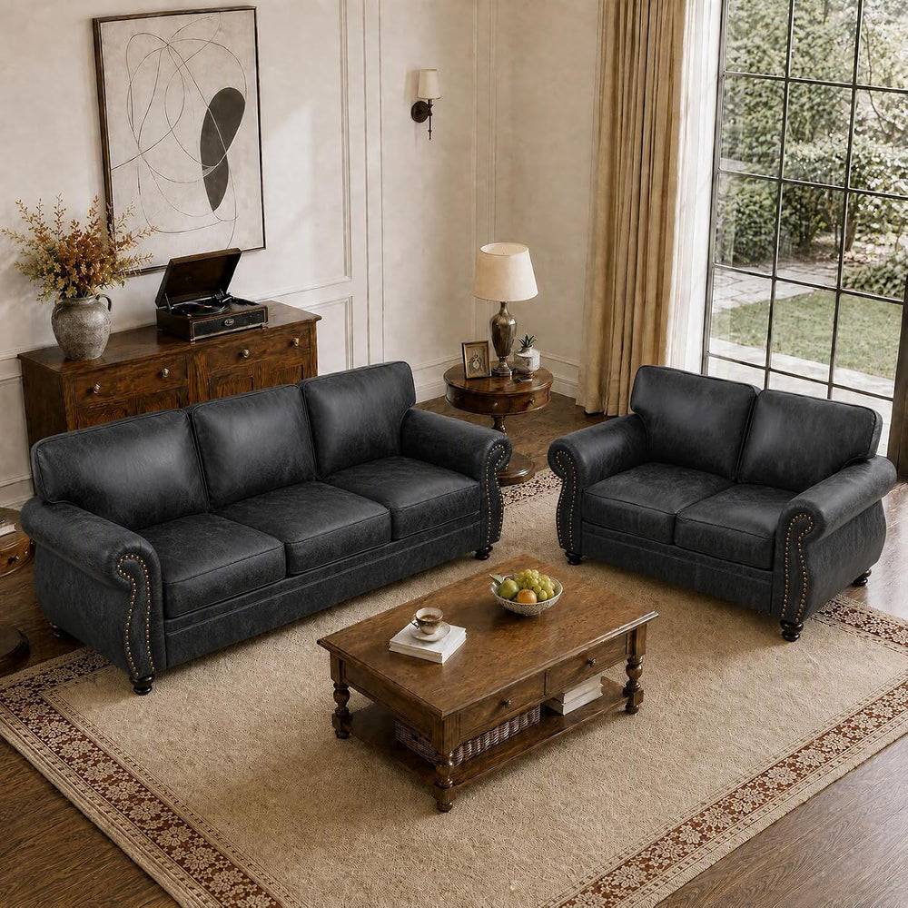 Couchus 88"W Living Room Furniture Sets, 3-Seater&Loveseat, Grey | F...
