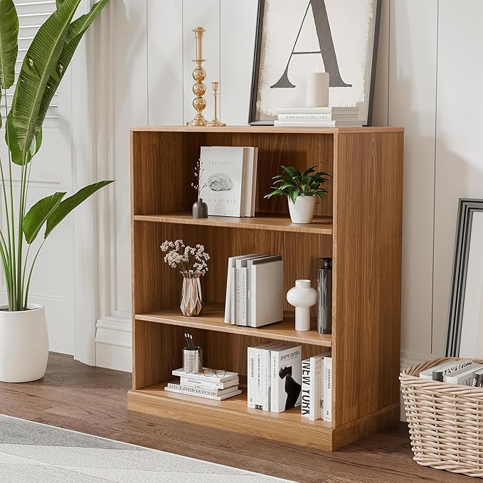 36" Wooden Book Shelf, 2 Shelf Bookcase, Modern Bookshelf with Adjustable Shelf for Home Office, Study Room, Oak