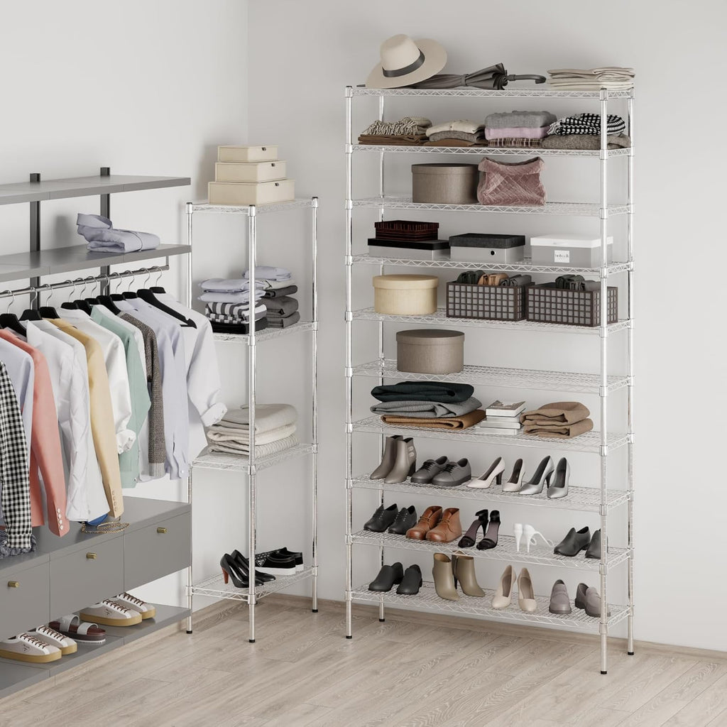 14" Deep x 48" Wide x 96" Height Wire Shelving Kit | 10-Tier | NSF Commercial Storage Rack Unit