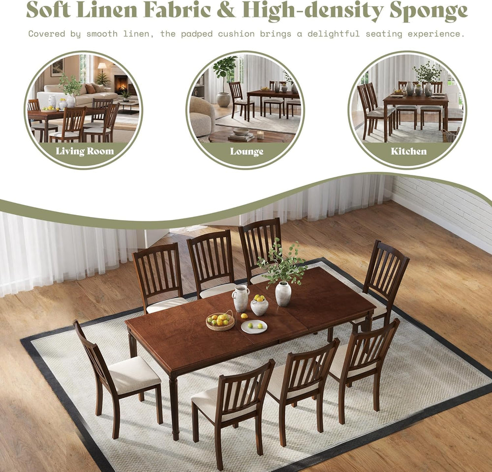 AMERLIFE Dining Chairs Set of 8, Farmhouse Upholstered Kitchen Dining Chairs ...