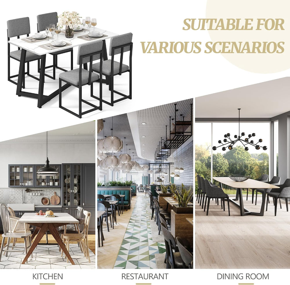 5-Piece Dining Table Set for 4, Faux Marble 47.24" Kitchen Table with 4 ...