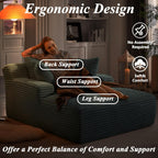 HRVEOCEI 67" Chaise Lounge Indoor, Oversized Chaise Lounge Chair with 3 Comfy Pillows for Living Room Bedroom, Wide Arms Corduroy Fabric High-Density Foam No Assembly Required (Grey)