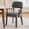 Velvet Dining Chairs with Arms, Upholstered Dining Room Chairs with Hardwood Legs & Open Curved Backrest,Modern Accent Kitchen Chairs 350 LBS Capacity, Dark Grey