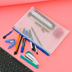 AUSTARK 20 Pcs Zipper File Bags, Plastic Mesh Pouch, Board Game Storage Bag, Waterproof Bags for Office School (B5 Size 11.4''x8.2'', White and Blue)