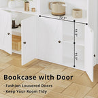 IRONCK Industrial Bookshelves and Bookcases with Doors 11.8 in Depth Floor Standing 5 Shelf Display Storage Shelves Bookcase Home Decor Furniture for Home, Office, Living Room, Bedroom