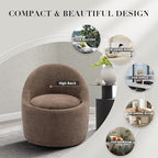 COLAMY Swivel Accent Chair, 360° Swivel Chair with Hidden Storage, Modern Small Barrel Swivel Armchair for Living Room/Bedroom, Brown