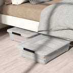 3 Pack 20 Qt Wheeled Latching Storage Box, Stackable Underbed Bin with Latch Lid, Clear