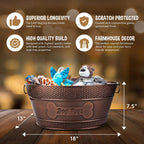 BREKX Copper Metal Pet Storage & Dog Toy Bin w/ Handles, Indestructible | Dog Toy Box • Galvanized Steel • Organizes Toys, Blankets & Leashes • Farmhouse Style