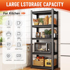 5-Tier Metal Storage Shelves,Adjustable Heavy Duty Shelving Units,Kitchen Shelves Organizer,2750 LBS,Standing Shelf for Pantry Garage Laundry Room (Black, 71" H*45.3" W*15.8" D)