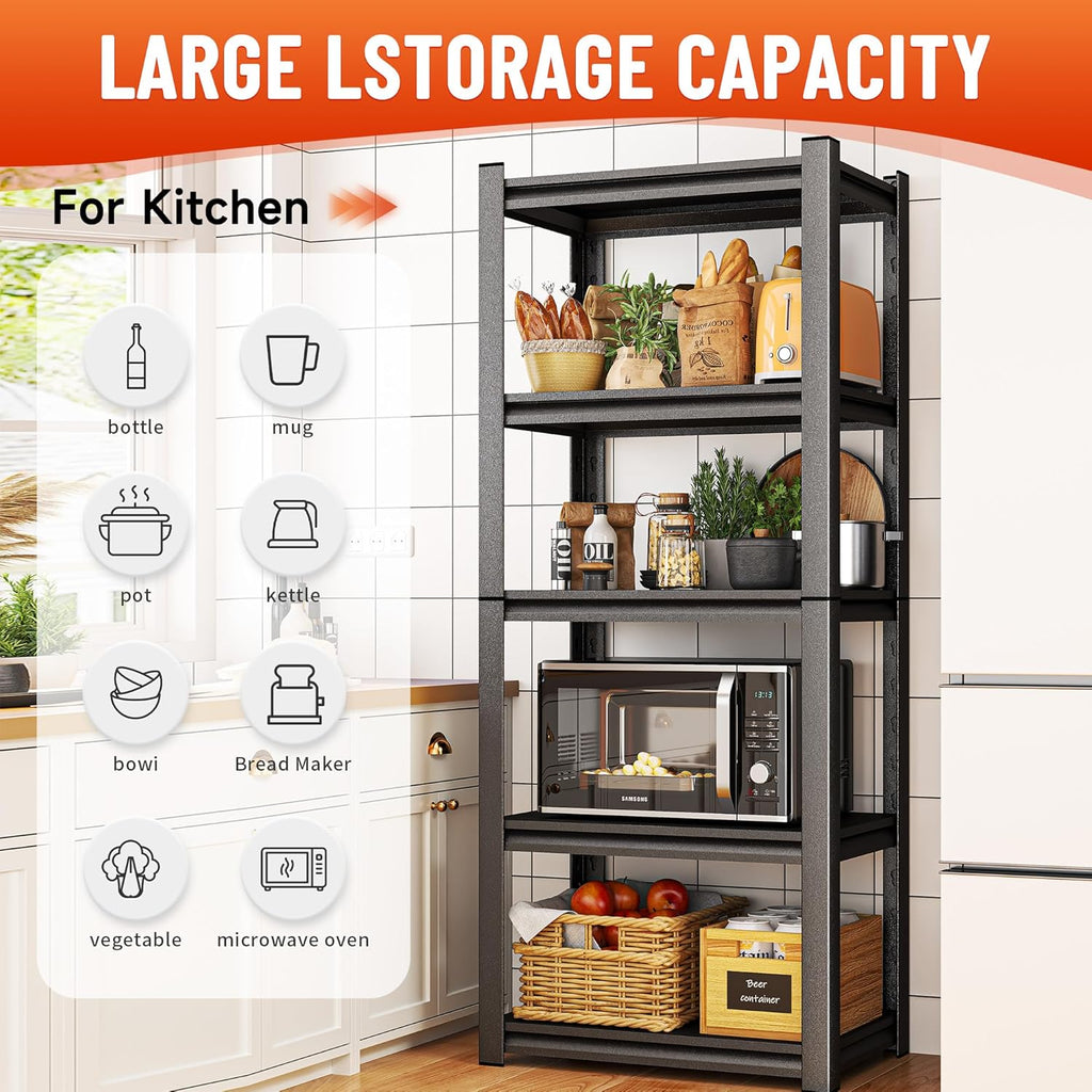 Kitchen Storage Rack，3 Tier Shelving Unit，Metal Adjustable Shelf，1050LBS Steel Shelving Rack，Storage Racks for Kitchen Bathroom Pantry Closet Laundry (31" H*27.6" W*13.8" D)