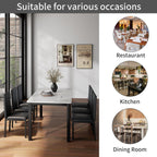 5-Piece Dining Table Set for 4, Faux Marble Top Kitchen Table with 4 Upholstered Chairs, Sturdy Metal Frame Space Saving Dinner Set for Small Spaces Apartments, White & Black