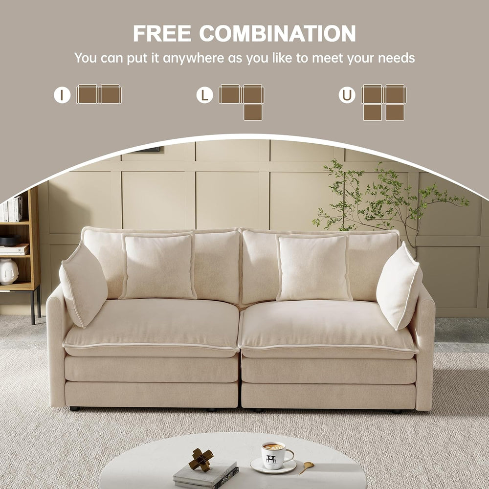 Modular Sectional Sofa, 76.7 Inch I-Shaped Cloud Sofa with Deep Seat Comforta...