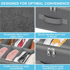2 Pack Under Bed Shoe Storage Organizer for Closet, Fits Total 32 Pairs Foldable Underbed Shoes Containers Boxes Under the Bed Storage with Sturdy Handles&Clear Window for College Dorms, Light Grey