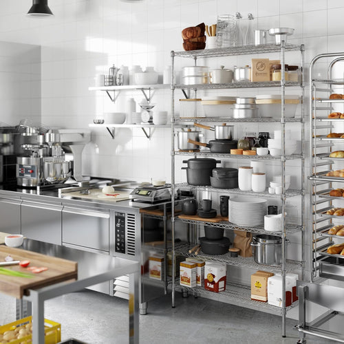 14" Deep x 42" Wide x 86" Height Wire Shelving Kit | 8-Tier | NSF Commercial Storage Rack Unit