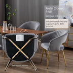 Grey Velvet Dining Chairs Gold Legs, Modern Dining Room Chairs with Arms Set of 4 Upholstered Accent Chair Armchair with Barrel Back for Kitchen Living Room