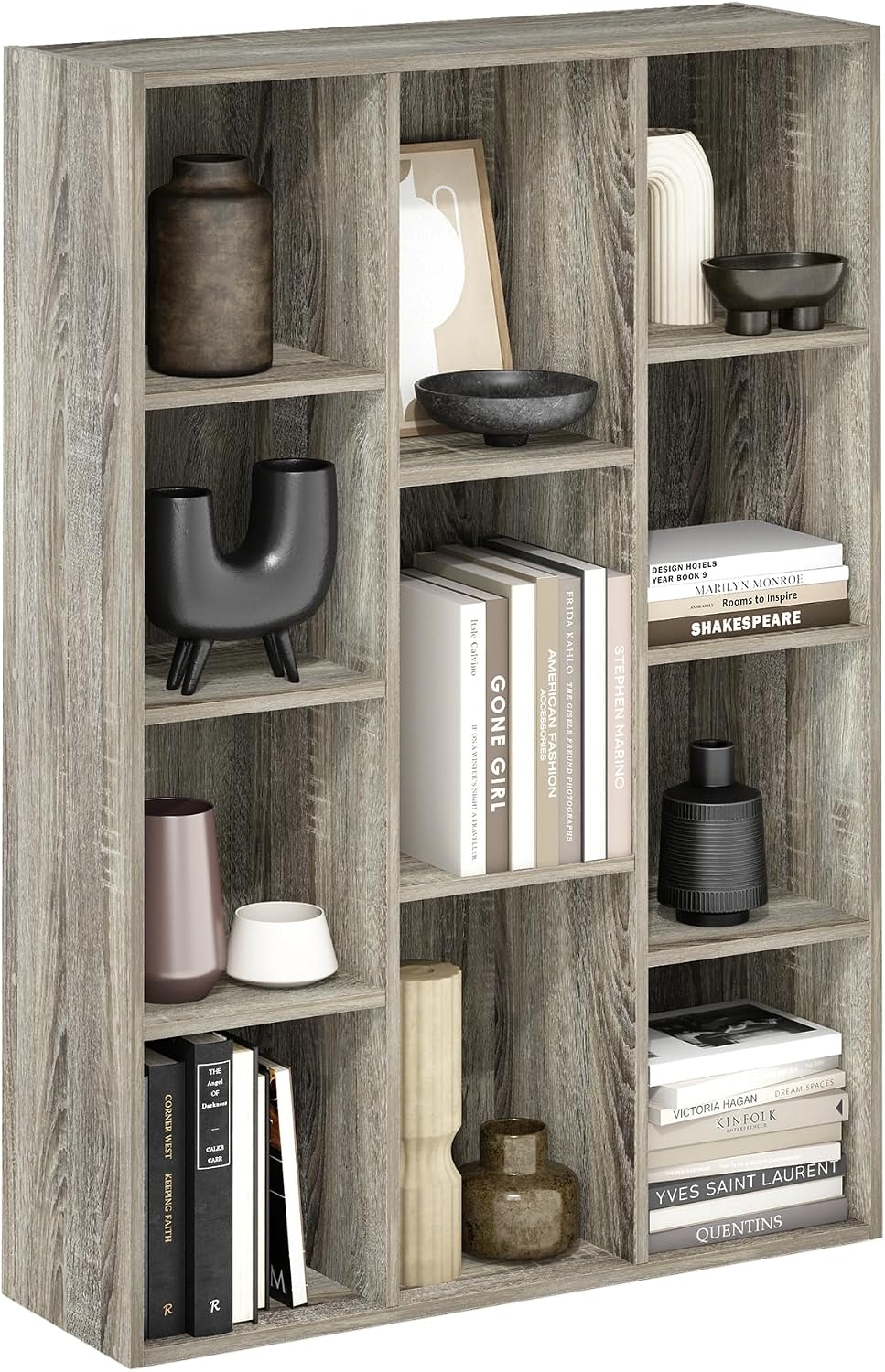 Furinno LUDER Book Shelf, 11-Cube Bookshelf, Reversible Bookcase, 9.4 x 29.1 ...