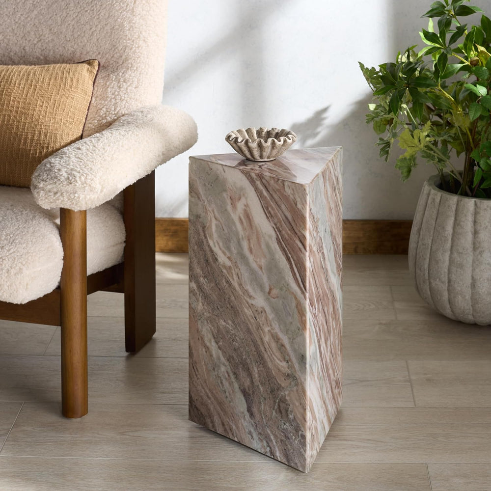 SAFAVIEH Couture Collection - Leah Bryanna White & Brown Marble Accent Ta...