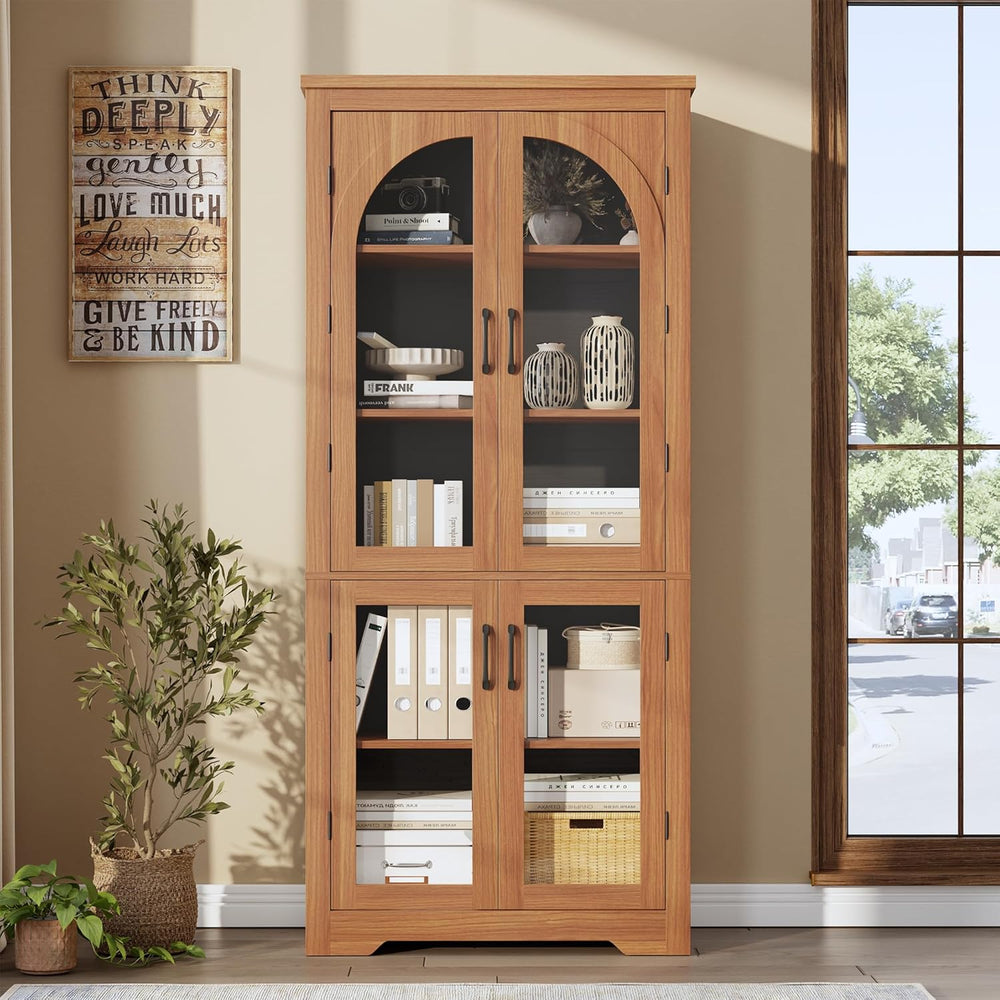 70" Kitchen Pantry Storage Cabinet - Modern Display Pantry Storage with ...
