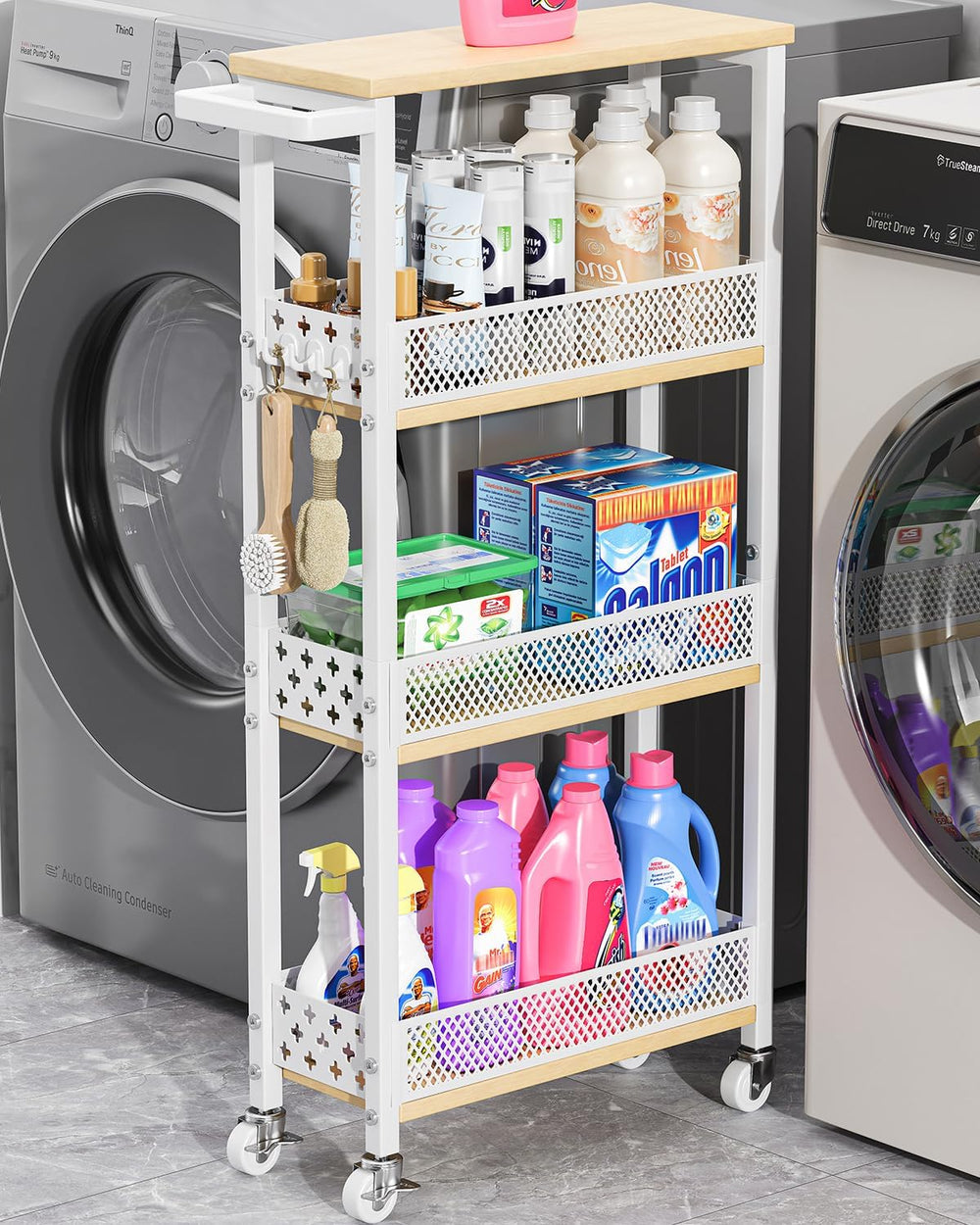 Giwil 4-Tier Rolling Slim Storage Cart Kitchen Bathroom Laundry Organizer | 5...