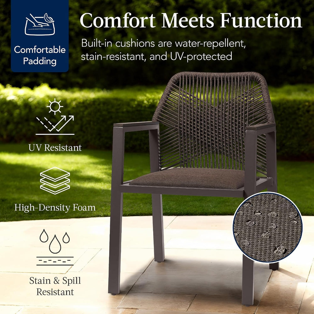Best Choice Products Outdoor Dining Arm Chair Set of 2, Aluminum Frame with A...