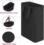 efluky Slim Laundry Basket, Narrow Laundry Hamper with Handles, Collapsible Dirty Clothes Hamper, Tall Laundry Bin for Laundry Room, Dorm and Bedroom, 12.7 Gallons(48L) Black