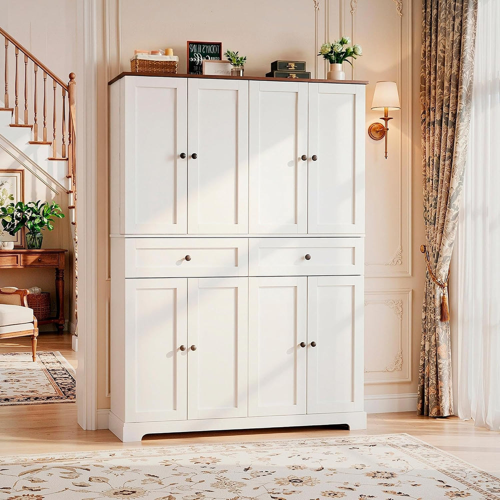 HUAHUU 71" Kitchen Pantry Cabinet with 6 Door Shelves, Tall Pantry Stora...