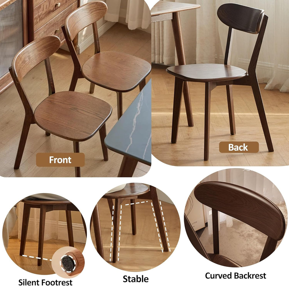 Modern Dining Chairs Set of 4, Solid Oak Wood Dining Chair with Comfortable B...
