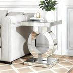 Mirrored End Table, Silver Side Accent Table, Small Mirrored Coffee Table for Living Room, Bedroom, 16"x12"x23"