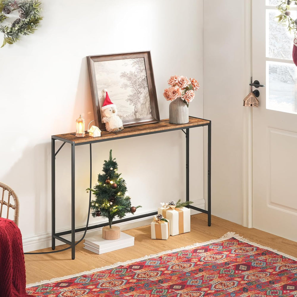 MAHANCRIS Console Table, Narrow Sofa Table, 43.7” Entrance Table with Power S...