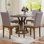 DAGONHIL Dining Chairs Set of 4, Modern Upholstered Fabric Dining Room Chairs, Armless Kitchen Chairs with Wood Legs and Padded Seat for Living Room, Bedroom, Kitchen (Grey)